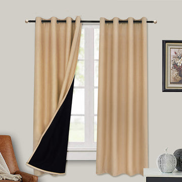 Modern and Simple Full Blackout Curtain with Black Lining | HousKitch