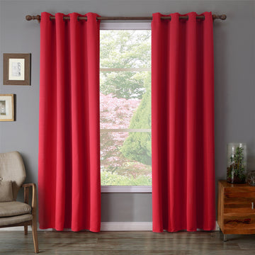 Red Oxford Cloth Curtains for Bedroom - HousKitch