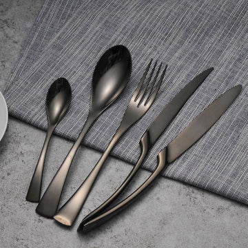 Elevate Your Dining Experience with 4-Piece Black Stainless Steel Cutlery Set | HousKitch