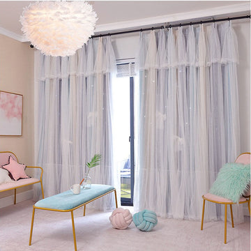 Nordic Simple Hollow Star Princess Wind Blackout Curtains for HousKitch: Add Style and Functionality to Your Space