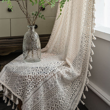 Elegant Translucent Crochet Curtain - American Country Style | HousKItch