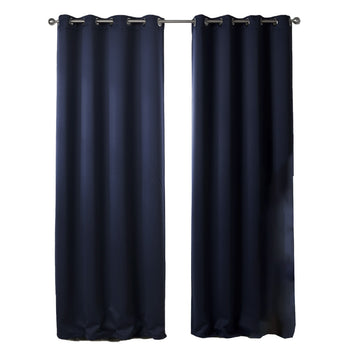 Stylish Dark Blue Bedroom Blackout Fabric Printed Curtains - HousKItch