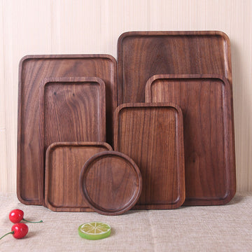 Japanese Style Wooden Black Walnut Rectangular Dinner Plate | HousKitch